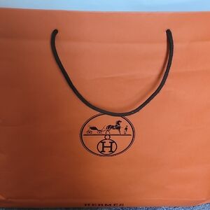 Hermes Orange Tote with Black Cord Handles